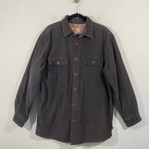 Woolrich Men Dark Green Corduroy Sherpa Lined Shirt Jacket Chore Barn Coat Sz L